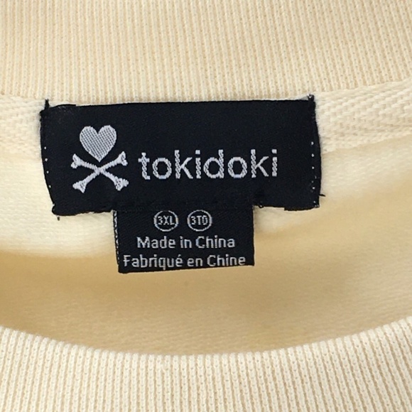 Tokidoki Women Sweatshirt Tokimeki Unicorno Cropped Drawstring Ivory Sz 3XL - Picture 10 of 11